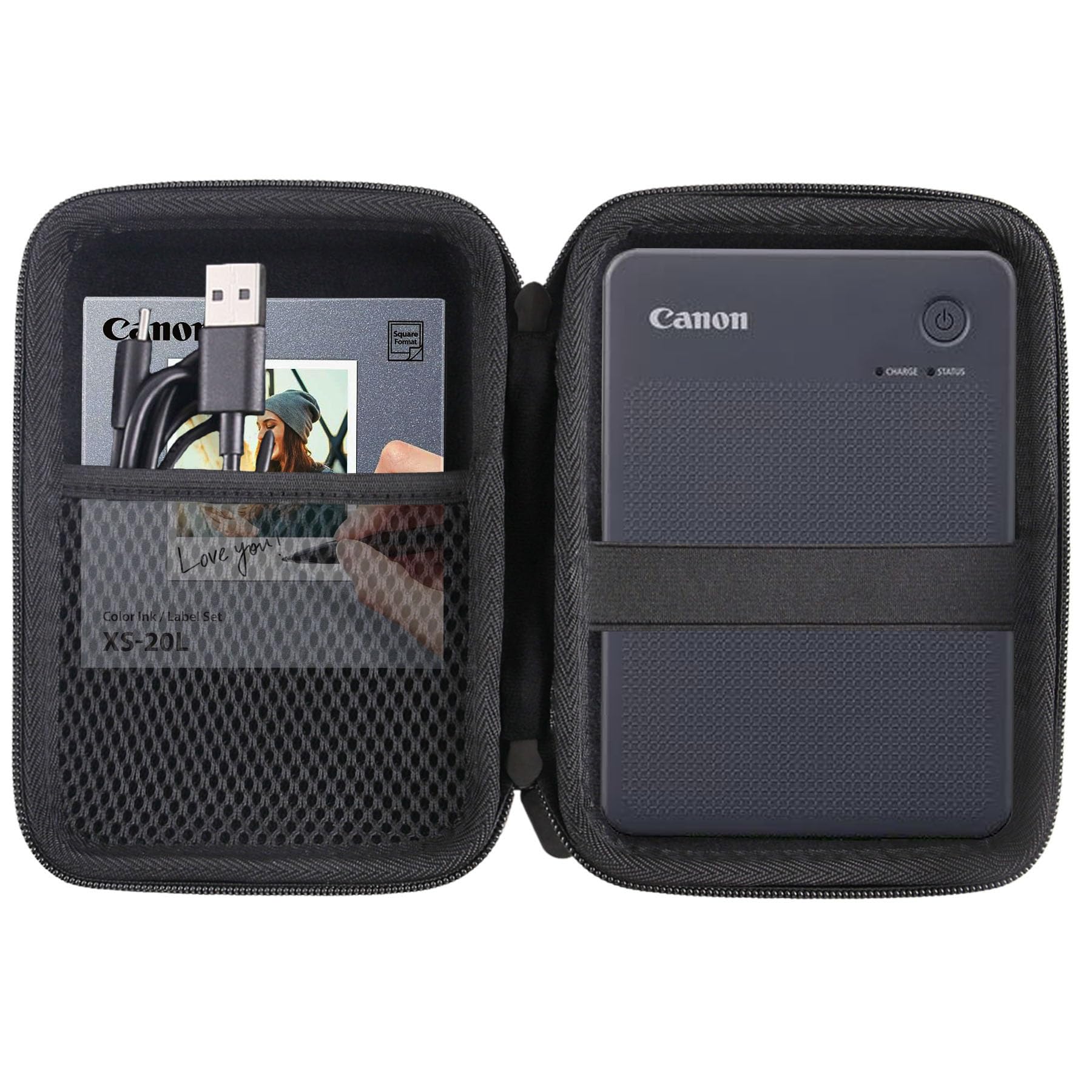 Hard EVA Carrying Storage Case Compatible with Canon SELPHY QX20 / SELPHY Square QX10 Compact Photo Printer Protective Travel Storage Box (Black)