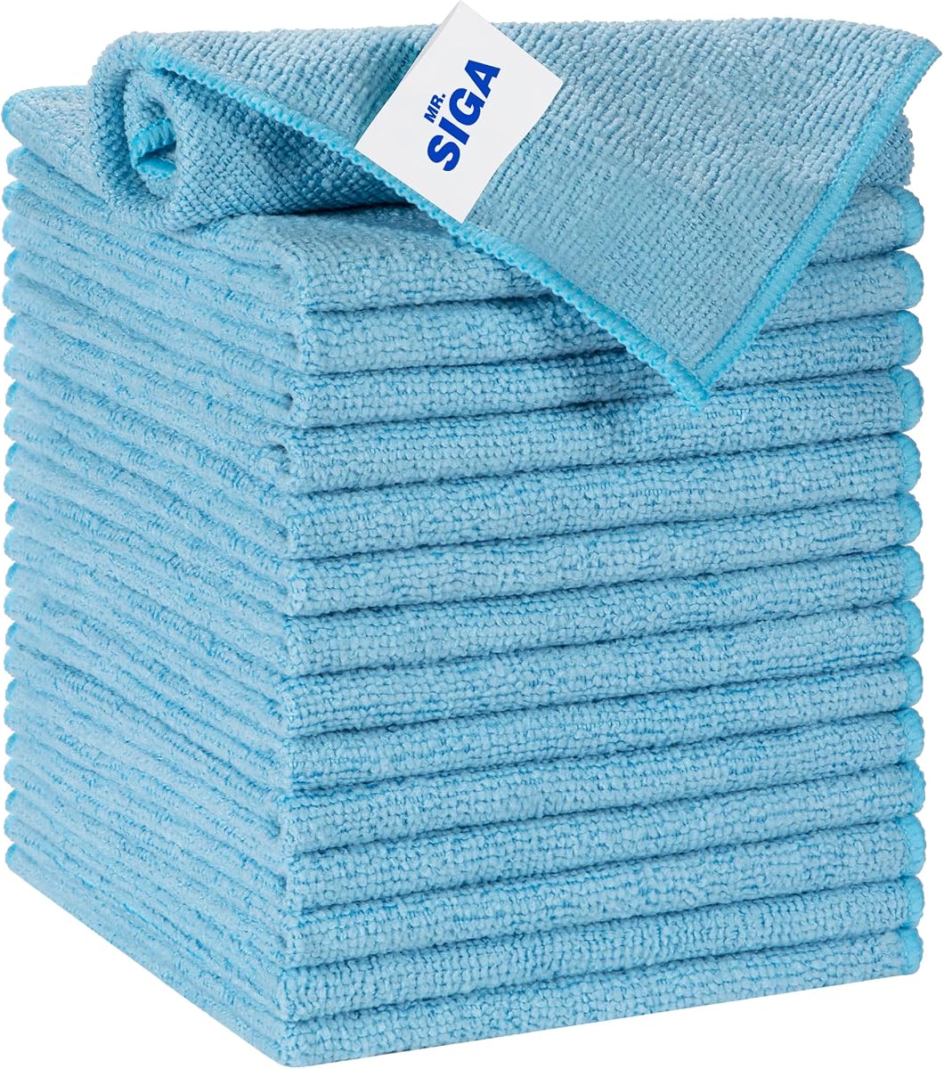 Microfiber Cleaning Cloths, All Purpose Microfiber Towels, 15 Pack | Lint free microfiber cleaning towels, sky blue, 30 x 30 cm(11.8 x 11.8 inch)