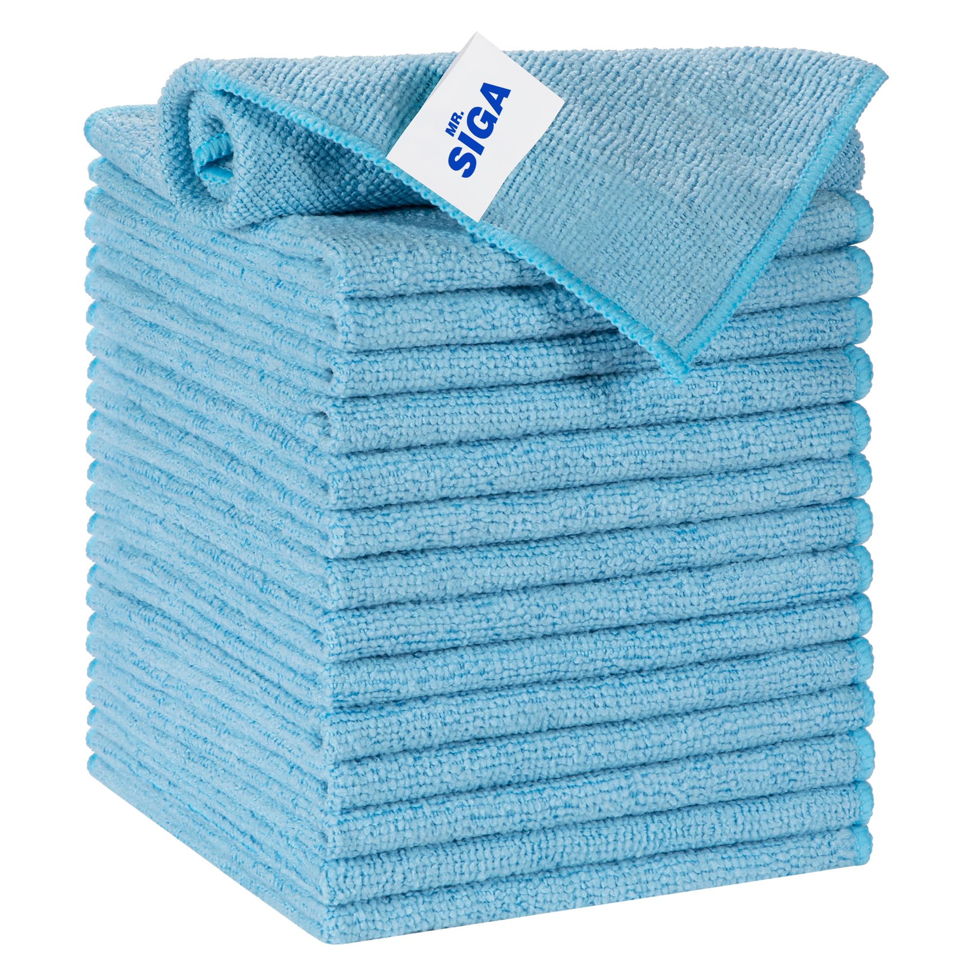 Mr.siga Sky Blue Microfibre Cleaning Cloth, All-Purpose Reusable Microfiber Cloths, Streak Free Cleaning Cloths For Kitchen, Bathrooms, Windows, Mirrors, Car, Pack Of 15, ,30 X 30 Cm(11.8 X 11.8 Inch)