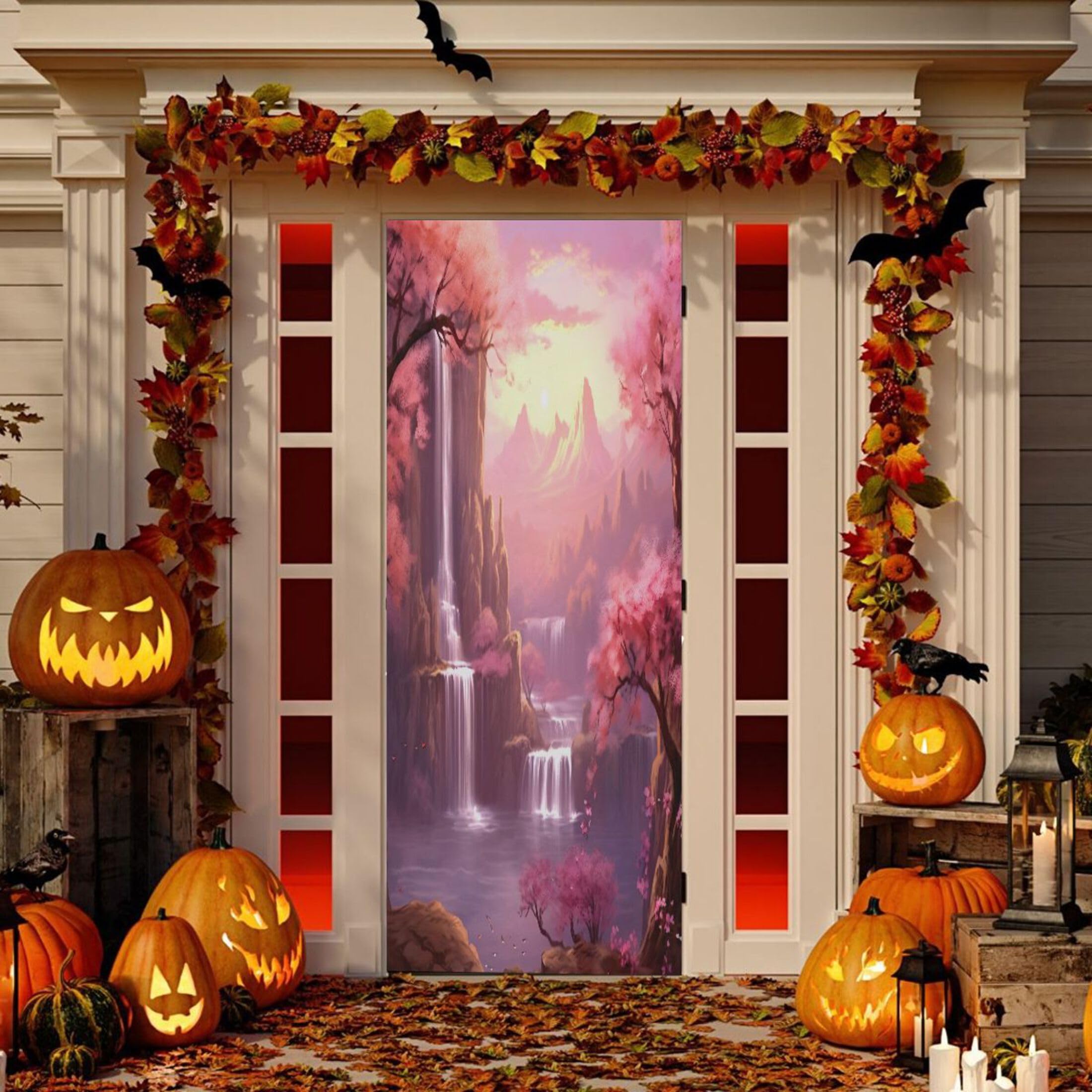 Housse de porte de Noël en tissu élastique pour illuminer votre intérieur lors du réveillon