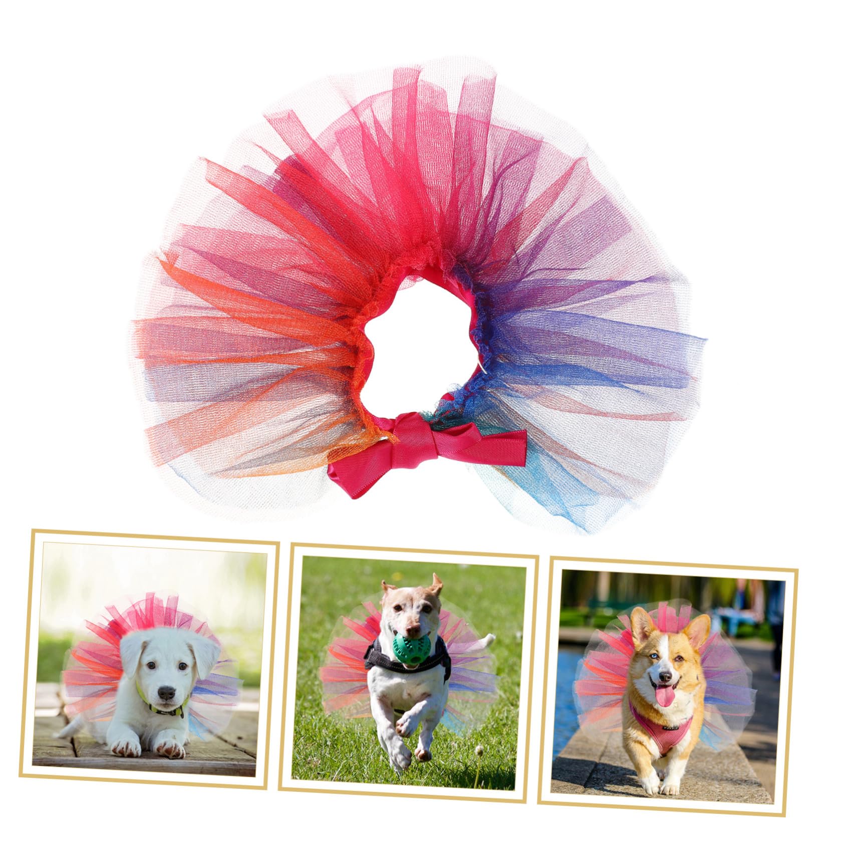 Regenbogen Haustier Halsband aus Tüll für Welpen und Kleine Hunde Atmungsaktiv und Strapazierfähig für Geburtstagsfeiern und Hochzeiten