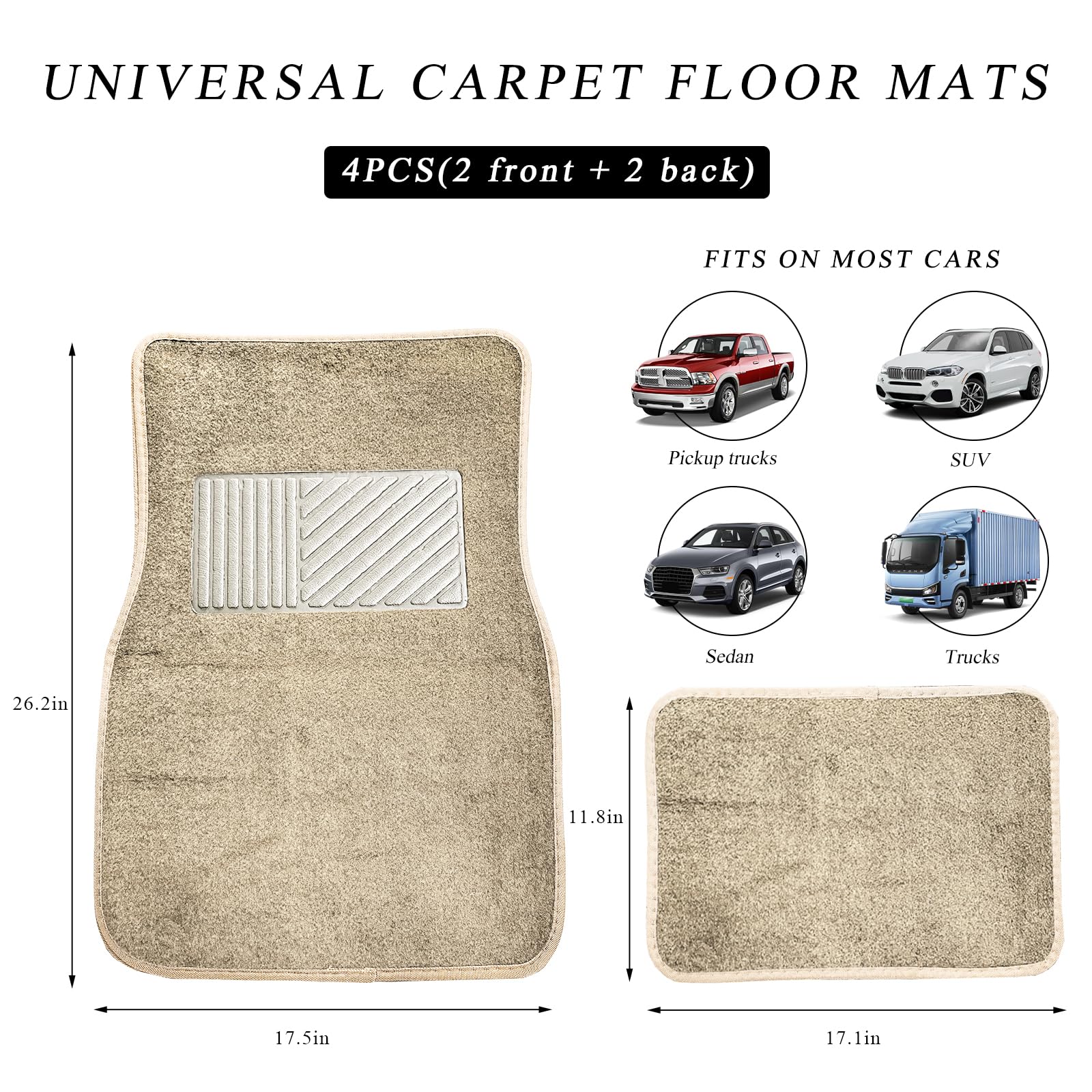 MUQIDA 4PCS Car Floor Mats Anti-Slip Waterproof Car Carpets with Safety Heel Pad Heavy Duty Floor Mat for — view 2
