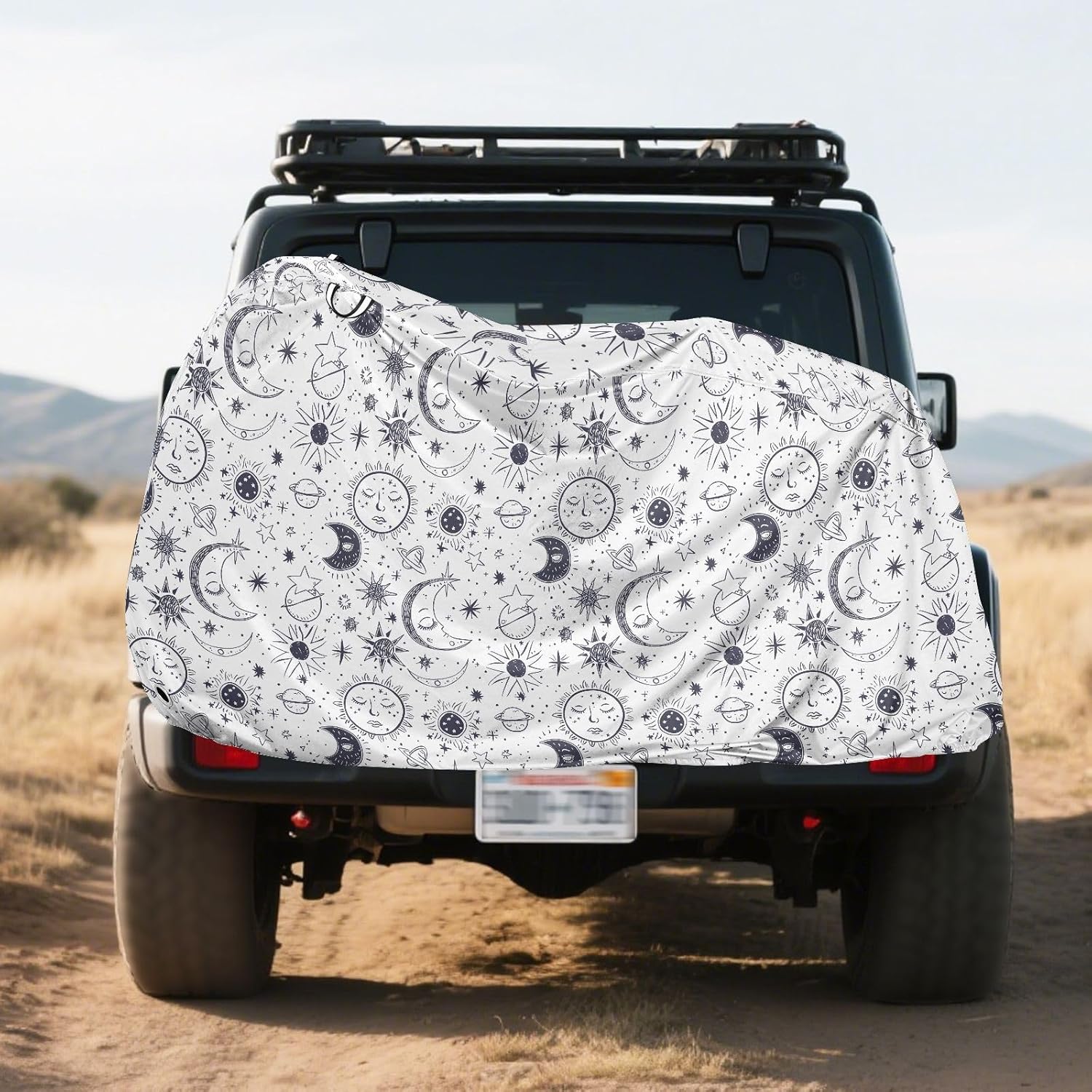ALAZA Sun Moon Star Doodle Bike Cover Waterproof Outdoor Ebike Bicycle Covers Tarp Protection for 1/2 Bikes, Sun UV Dust Wind Proof