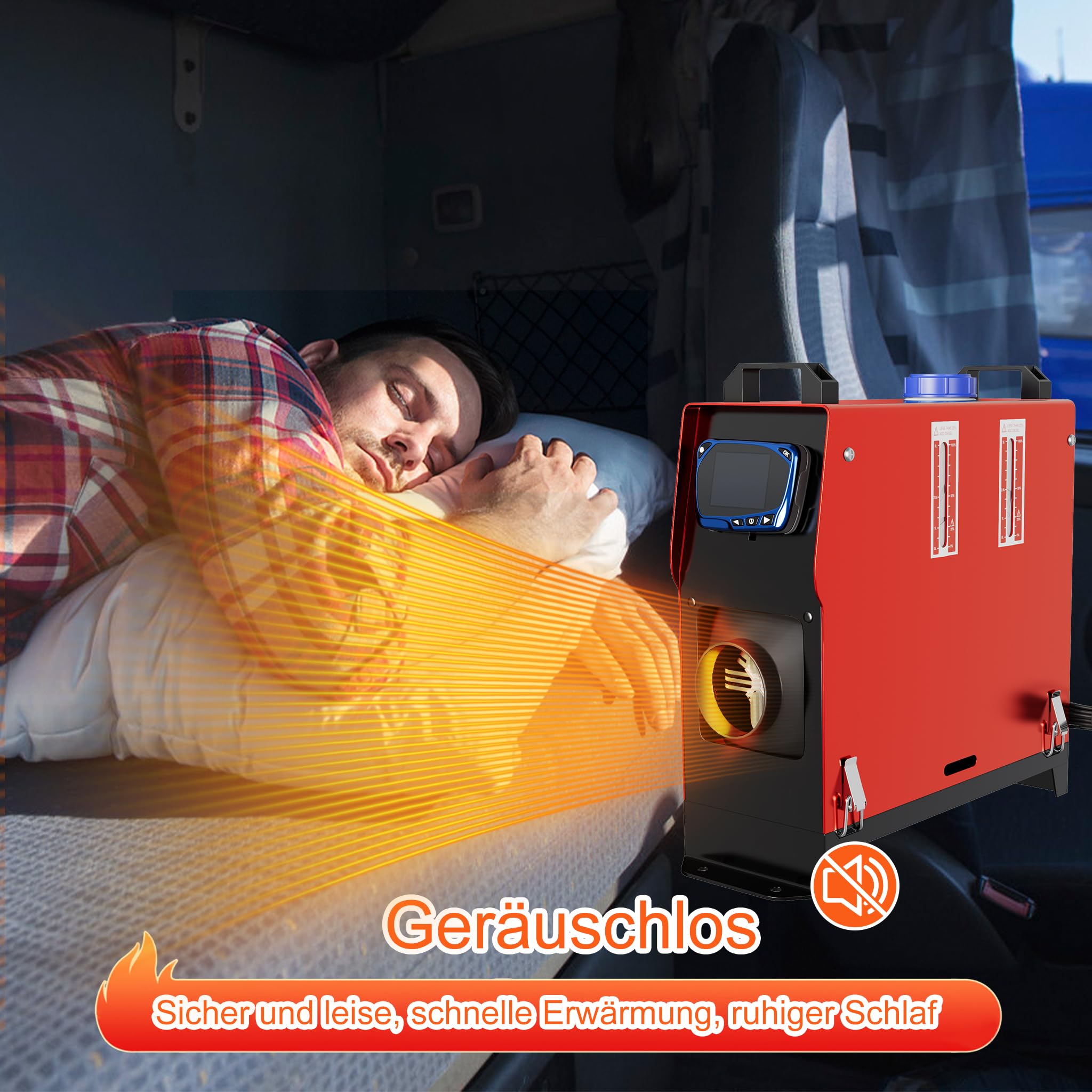 LZQ Ogrzewanie postojowe na olej napędowy, nagrzewnica powietrza All in One, 8 kW, 12 V, ogrzewanie parkingowe z pilotem zdalnego sterowania, monitorem LCD i tłumikiem, do samochodów kempingowych
