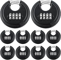 Vista 1 de Maitys Paquete de 10 cerraduras de combinación de 4 dígitos de acero inoxidable con código de disco con grillete de acero endurecido