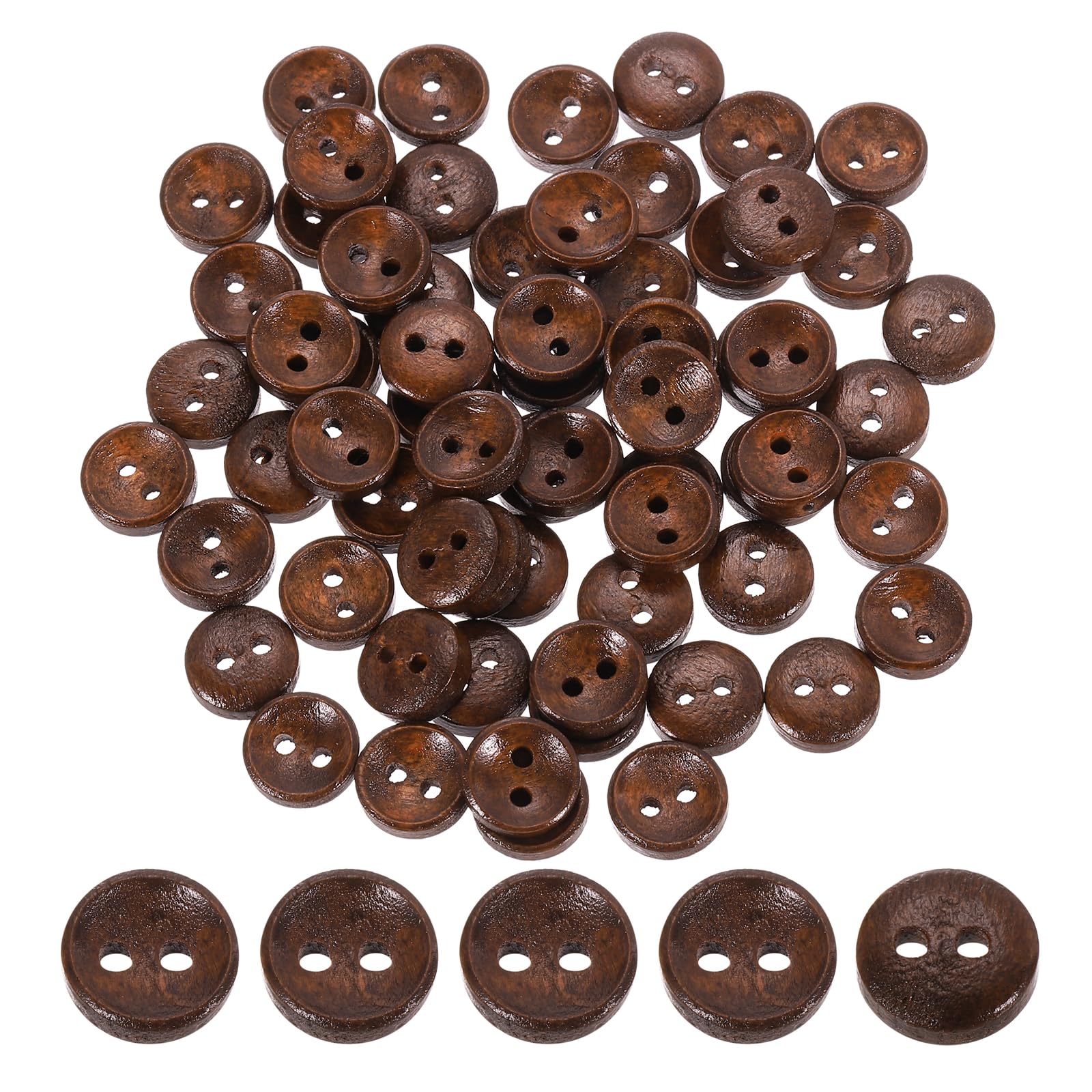 Photo 1 of uxcell 100Pcs 11.5mm Round Wood Sewing Buttons