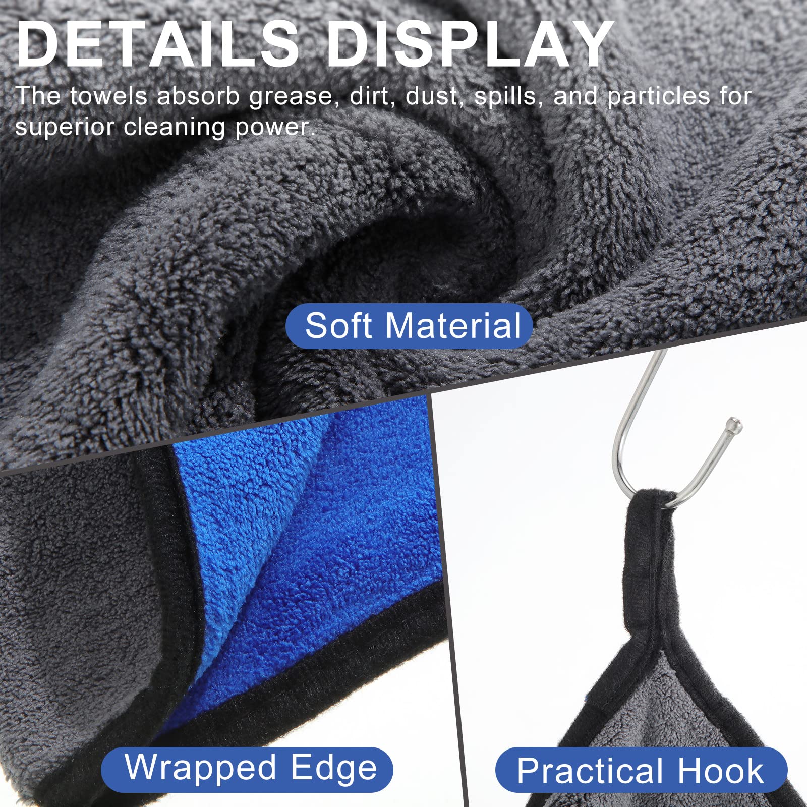 Nuenen 20 Count Microfiber Cleaning Towels for Cars 800 GSM Thick Plush Microfiber Cleaning Cloth Dusting Cloth Auto — view 3