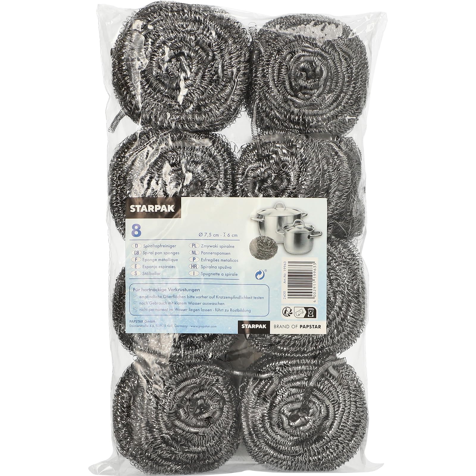112 Spiral para estropajo, de acero inoxidable diámetro 7,5 cm 6 cm