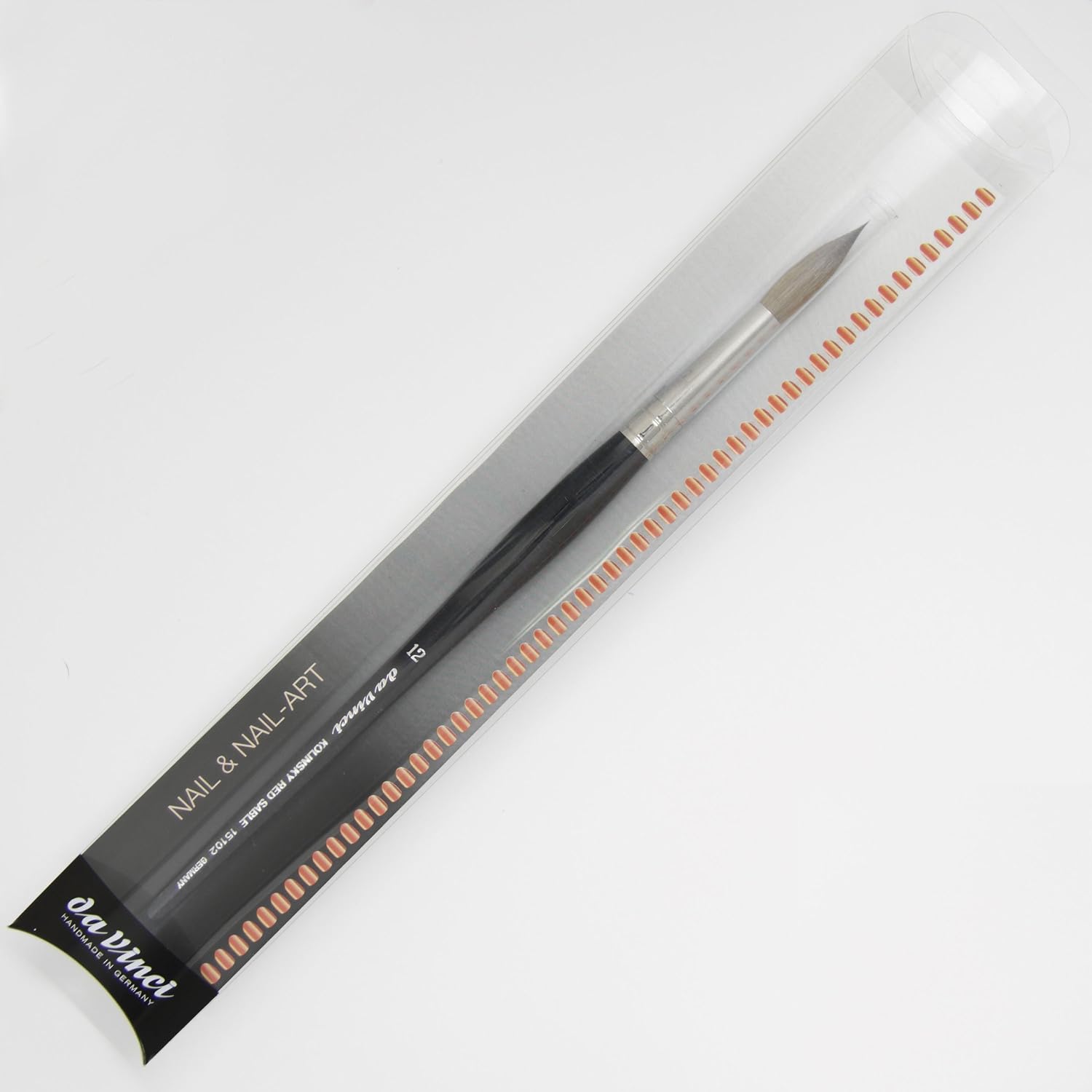da Vinci Nails Series 15102 Acrylic Technique Nail Brush, Round Kolinsky Red Sable with Lacquered Handle, Size 12