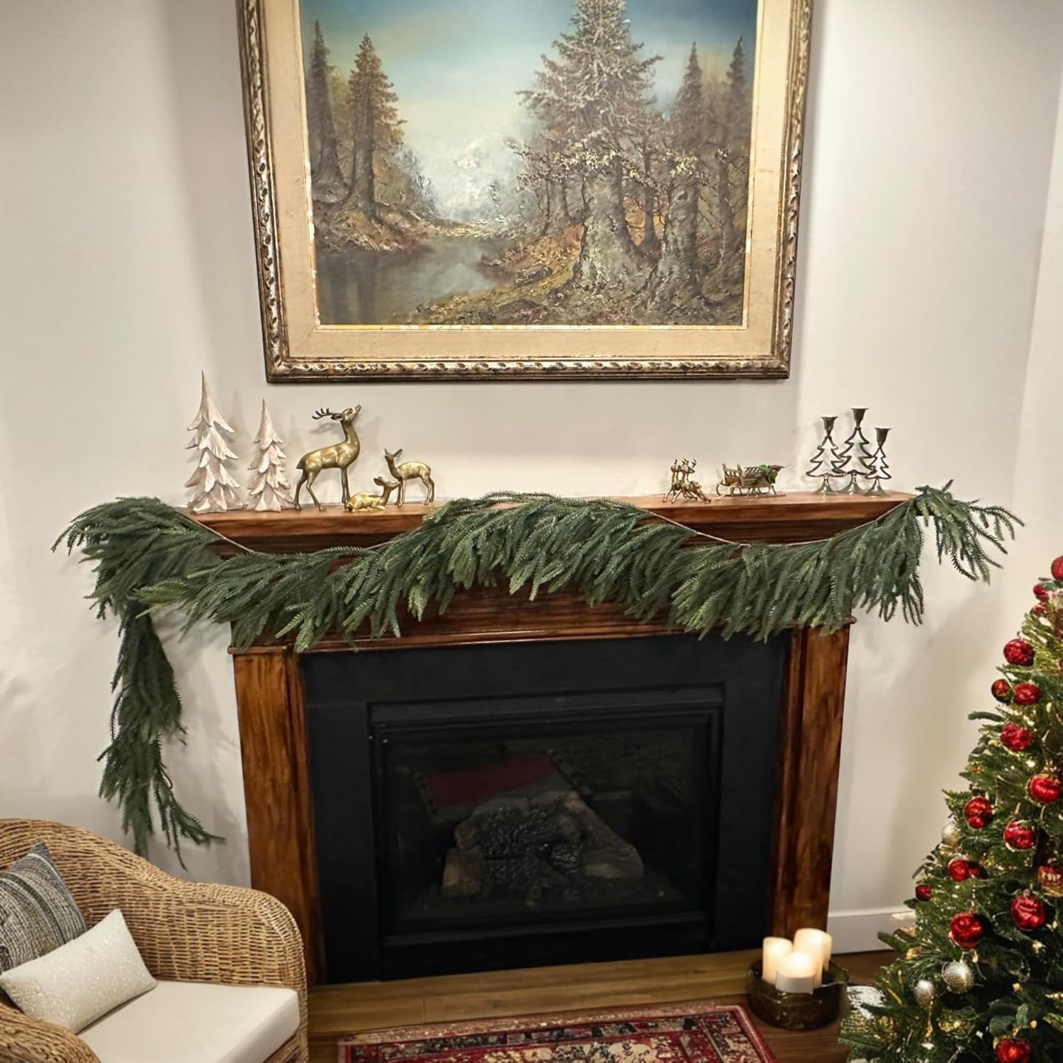 6ft Christmas Norfolk Pine Garlands, Real Touch Winter Pine Garland, Artificial Nature Touch Greenery Garland for Table,Mantle, Wall, Indoor, Outdoor Christmas Decorations - Image 4