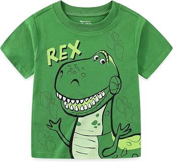 Disney Toy Story Woody, Buzz and Rex Boys Short Sleeve T-Shirt 4 Pack for Toddler and Little Kids