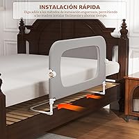 Vista 5 de Baranda de cama para niños pequeños, protector de baranda de cama de bebé para niños, barandas de cama para niños pequeños con ajuste de anclaje