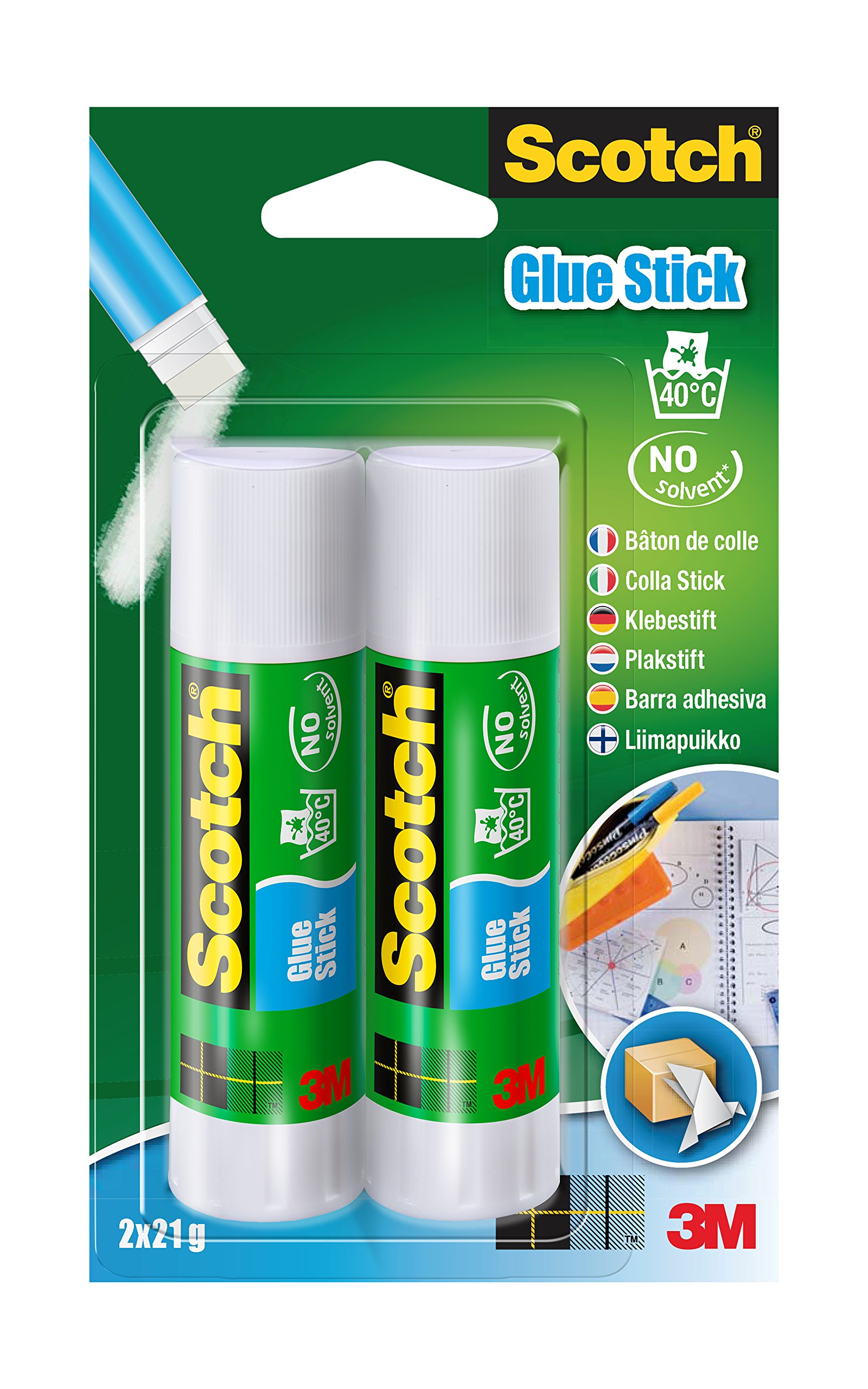 Scotch 6242C - Barra adhesiva de 21 g, transparente, pack de 2