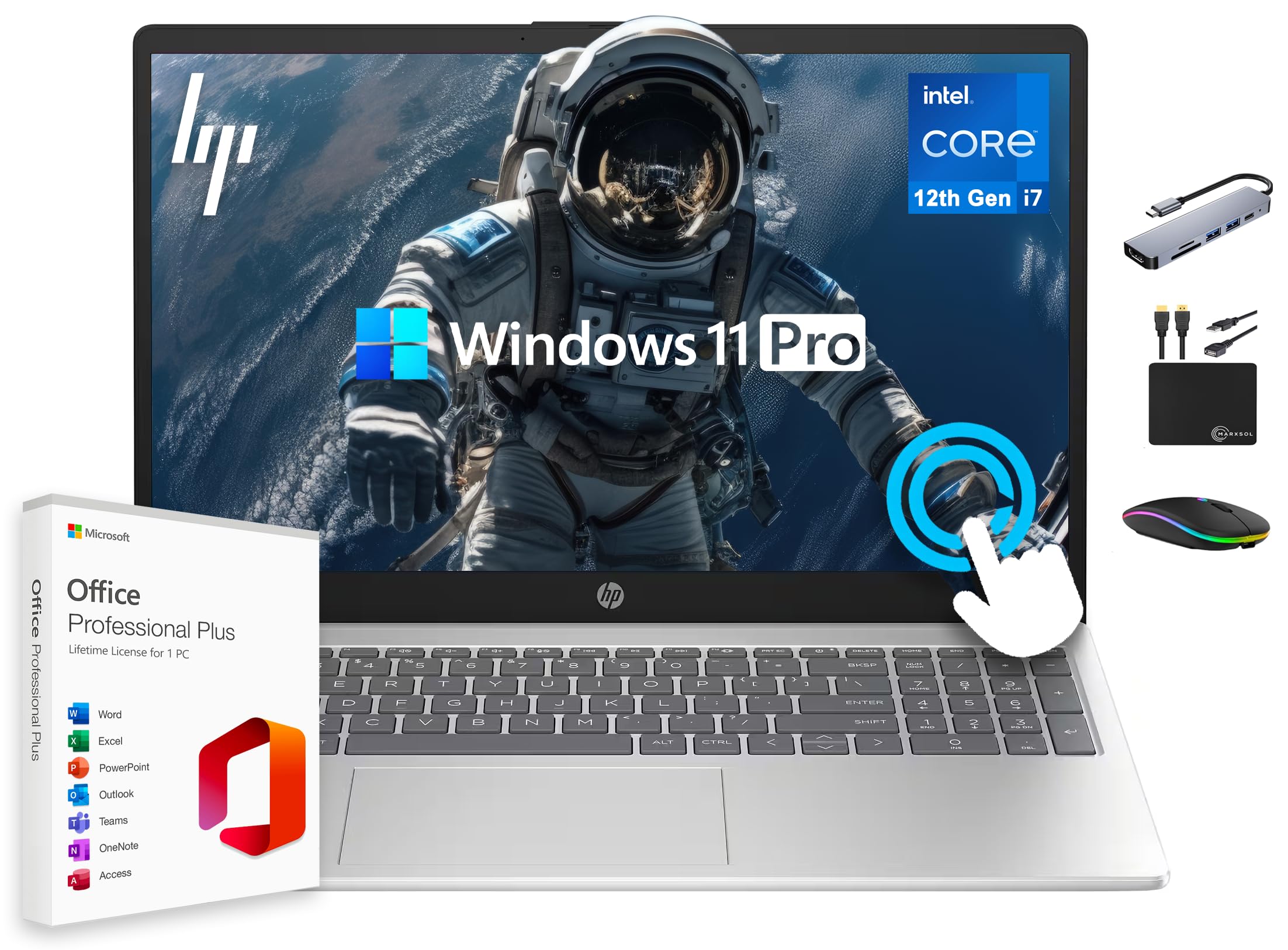 HP 15.6 FHD IPS Touchscreen Pavilion Laptop, Computer, 10-Core Intel i7 Processor, 32GB RAM, 1.5TB Storage (1TB SSD + 500GB Ext), Wi-Fi 6E, Windows 11