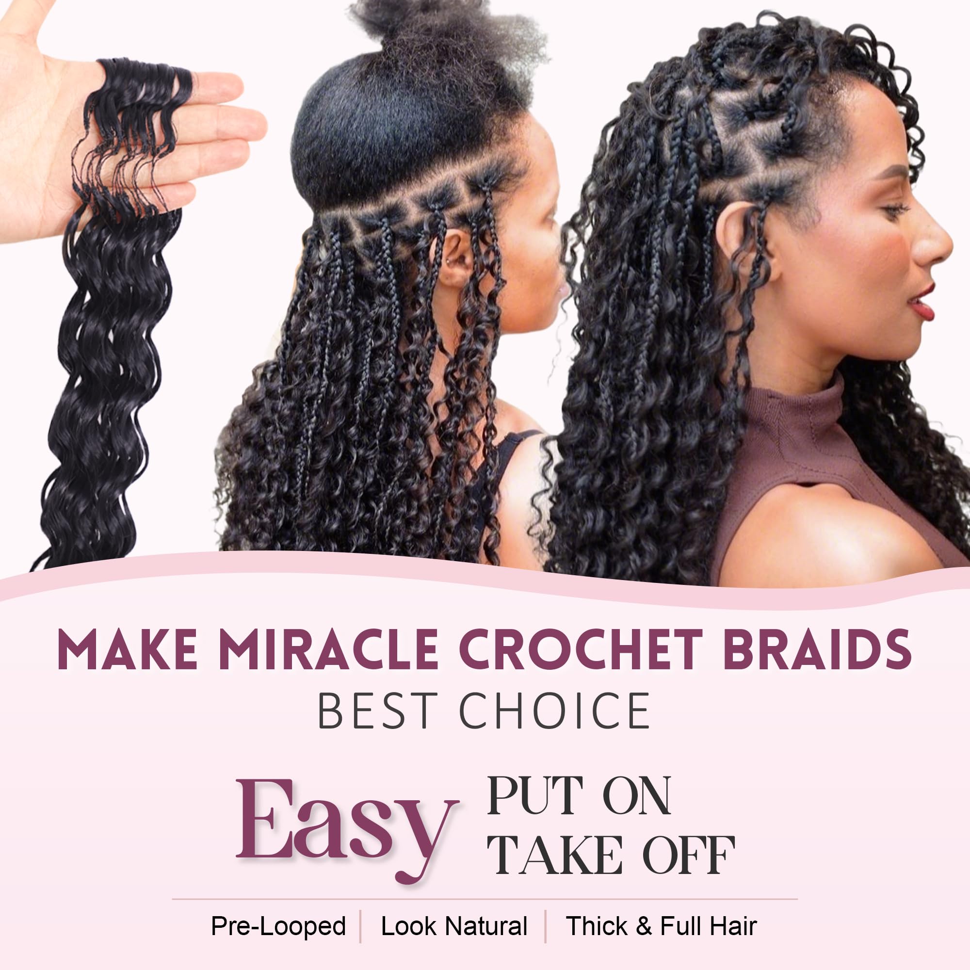 Curly Feather Crochet Hair Deep Wave 18 Inch Synthetic Pre-Separated Roots Knotless Pre-Separated Feather Crochet Hair Extension Deep  main image 4