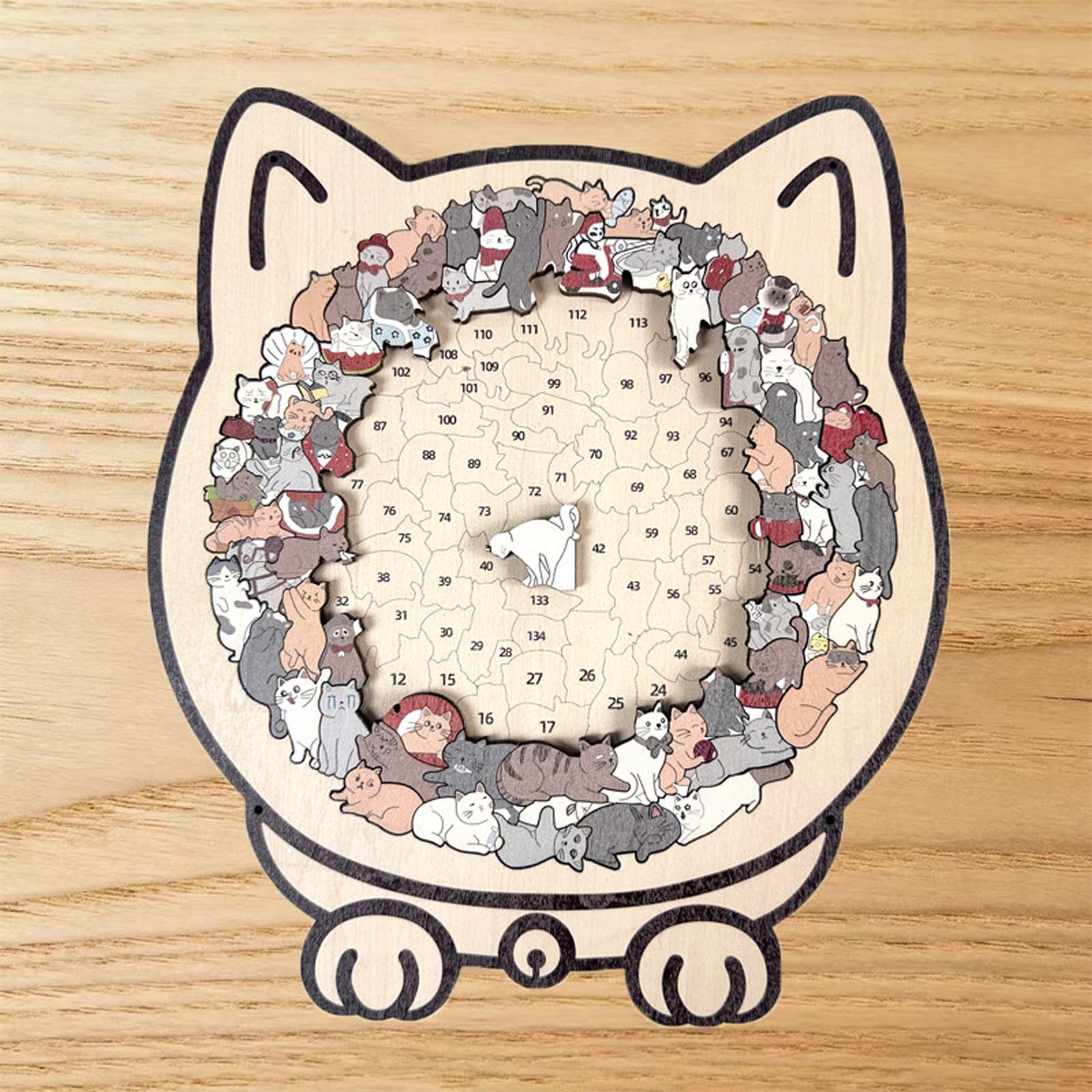 GWAWG Cat Shaped Wooden Jigsaw Puzzle, Unique Animal Shape Irregular Creative Puzzle Frame for Adult - Image 4
