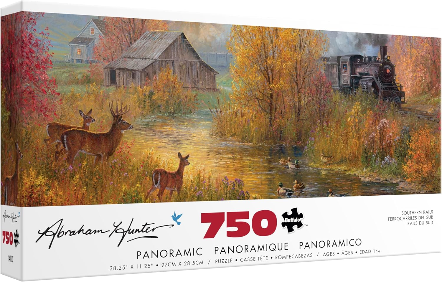 Buffalo Games – Southern Rails - Abraham Hunter - 750 Piece Fall Panoramic Jigsaw Puzzle – Scenic Autumn Landscape Artwork for Adults – Precision-Cut Pieces, Beautiful Seasonal Artwork