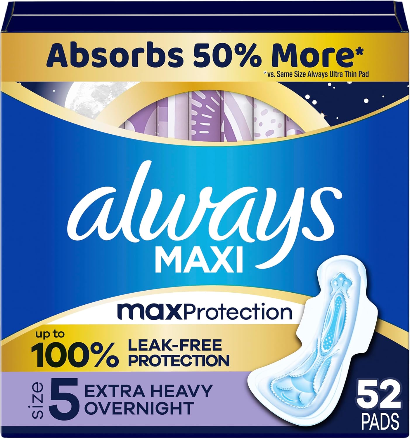Amazon.com: Always Maxi Overnight Feminine Pads with Wings for Women ...