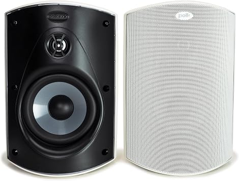 Polk Audio Atrium 6 Outdoor Speakers with Powerful Bass Pair, White, All-Weather Durability, Broad Sound Coverage, Speed-Lock Mounting System