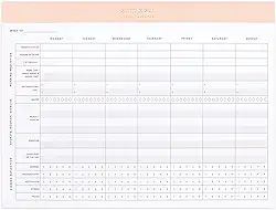 Bloco de planejamento Wellness Tracker – Melhor bloco de notas para melhorar a saúde mental e física – Diário/semanal para fitness, amor próprio, refeições, sono, água e reflexo, Blush, 11' x 8.3'