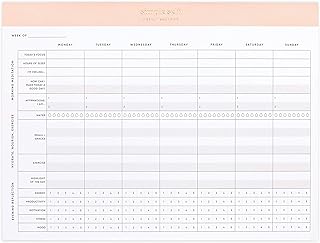 Bloco de planejamento Wellness Tracker – Melhor bloco de notas para melhorar a saúde mental e física – Diário/semanal para fitness, amor próprio, refeições, sono, água e reflexo, Blush, 11' x 8.3'