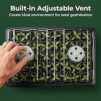 Vista 3 de Gardzen Juego de 5 bandejas de inicio de semillas, bandejas duraderas para germinación de plantas con cúpulas y bases ventiladas de humedad, ideal