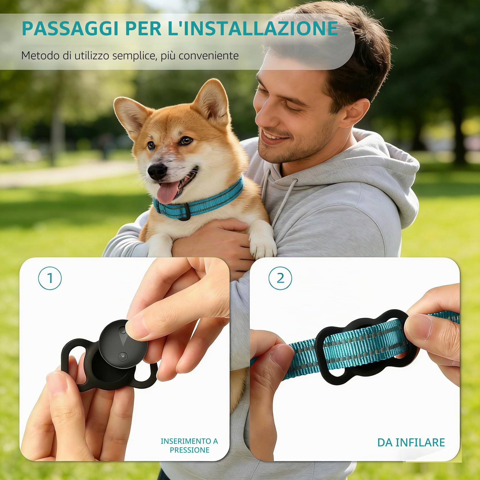 Collar GPS per Gatti e Cane, Tracciatore Senza Costi Mensili, Compatibile con iOS/Android, Tracciamento in Tempo Reale, Impermeabile IP67, Batteria a Lungo Durata, Nero