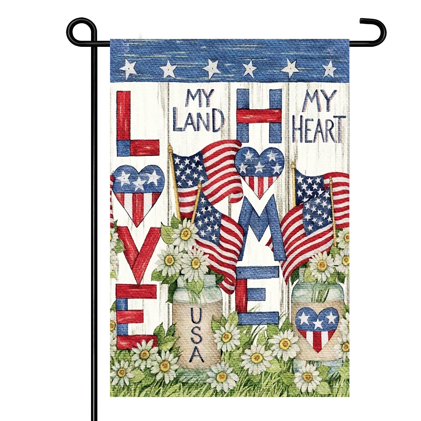Patriotic Greeting Flag, 12.5 x 18 Inch Patriotic Garden Flag with American Flag Pattern Garden Flag for Yard Outdoor Decoration (Double Sided)