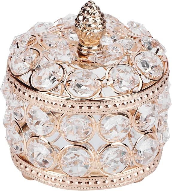 Affogato Jewelry Boxes,Crystal Mirrored Jewelry Box Jewelry Trinket Organizer Box Home Decor Ring Earrings Necklace Storage Holder Keepsake Box Birthday Gift (Gold)