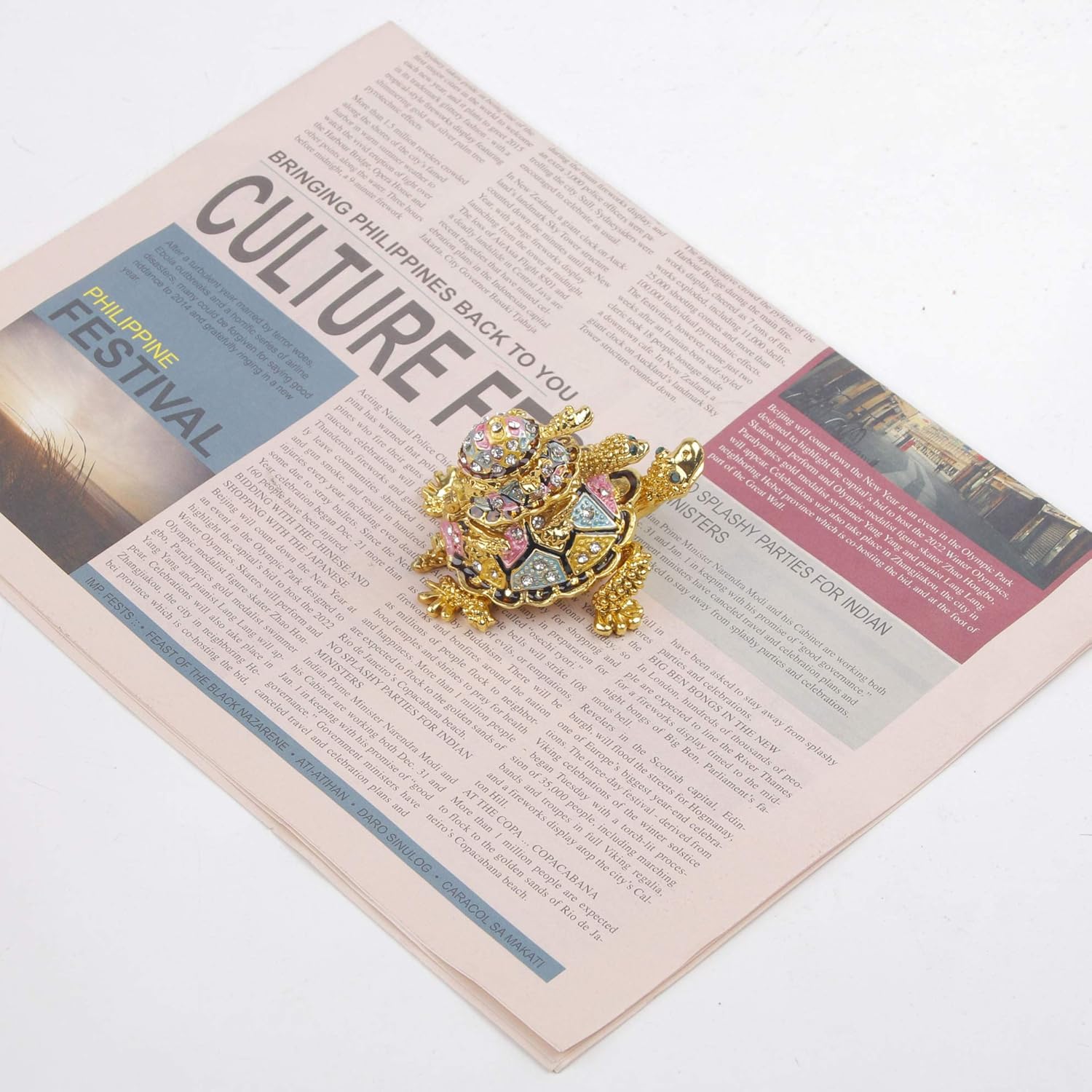 SEVENBEES Hand-Painted Enamel Turtle Trinket Box with Hinged Lid - Ring & Earrings Jewelry Organizer, Classical Bejeweled Storage - Collectible Figurine Keepsake Home Decor - Image 5