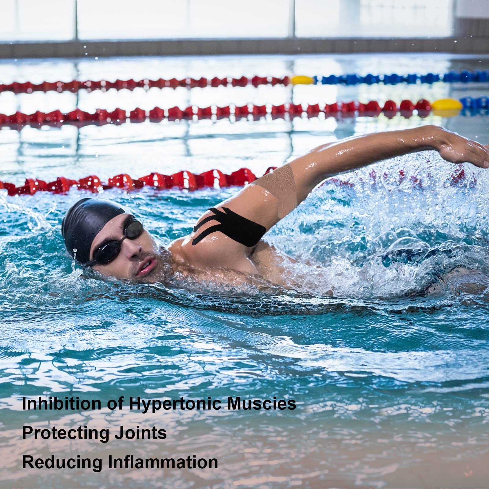 JOPHEK Kinesio tape 2 rotolo, Beige & Nero, 5m x 5cm, Nastro kinesiologico impermeabile ed elastico, Ideale per il ginocchio, articolazioni, supporto muscolare