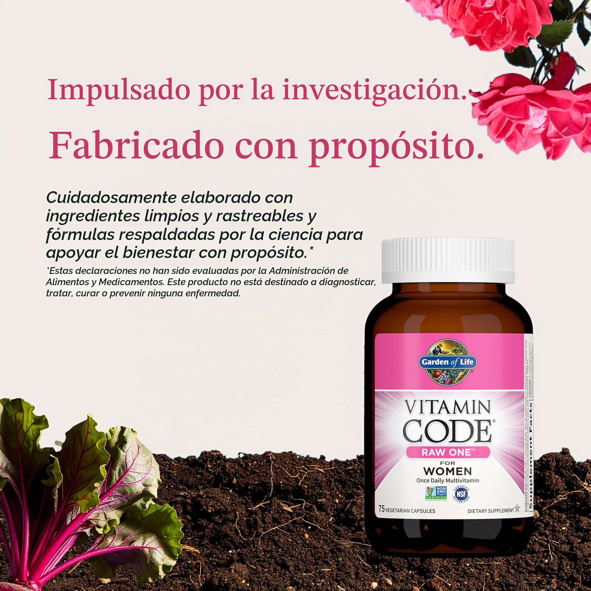 Garden Of Life Vitamin Code Raw One Una Vez Al Día Multivitamínico para Mujeres 75 Cápsulas 150 g