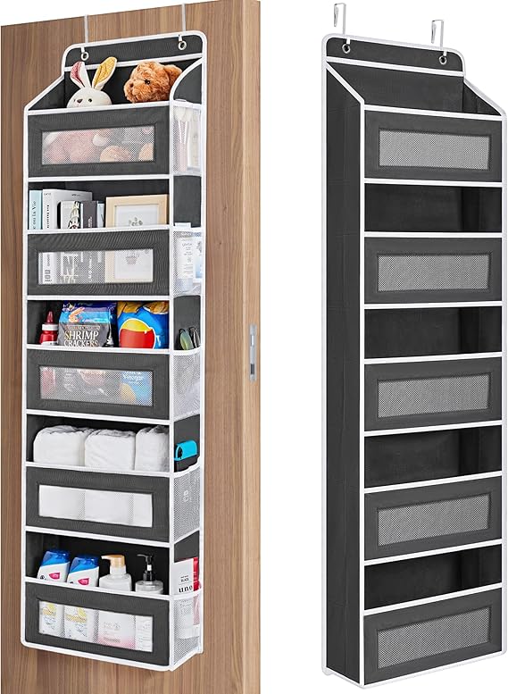 JARLINK Over the Door Organizer Storage, 5 Shelf Hanging Organizer with 5 Large Capacity Pockets, Anti Tilt 44 lb Load, Black