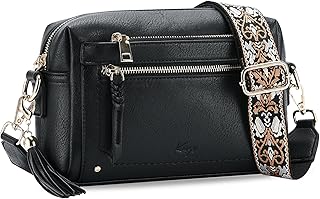 KASQO Crossbody Bags for Women, Vegan Leather Cross Body Purse Small Trendy Crossover Shoulder Handbag with Guitar Strap