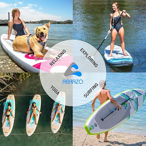 Vista 6 de Abrazo Tabla de remo inflable para adultos, duradera, gruesa y antideslizante con accesorios de SUP: remo, kit de reparación de parches, bomba