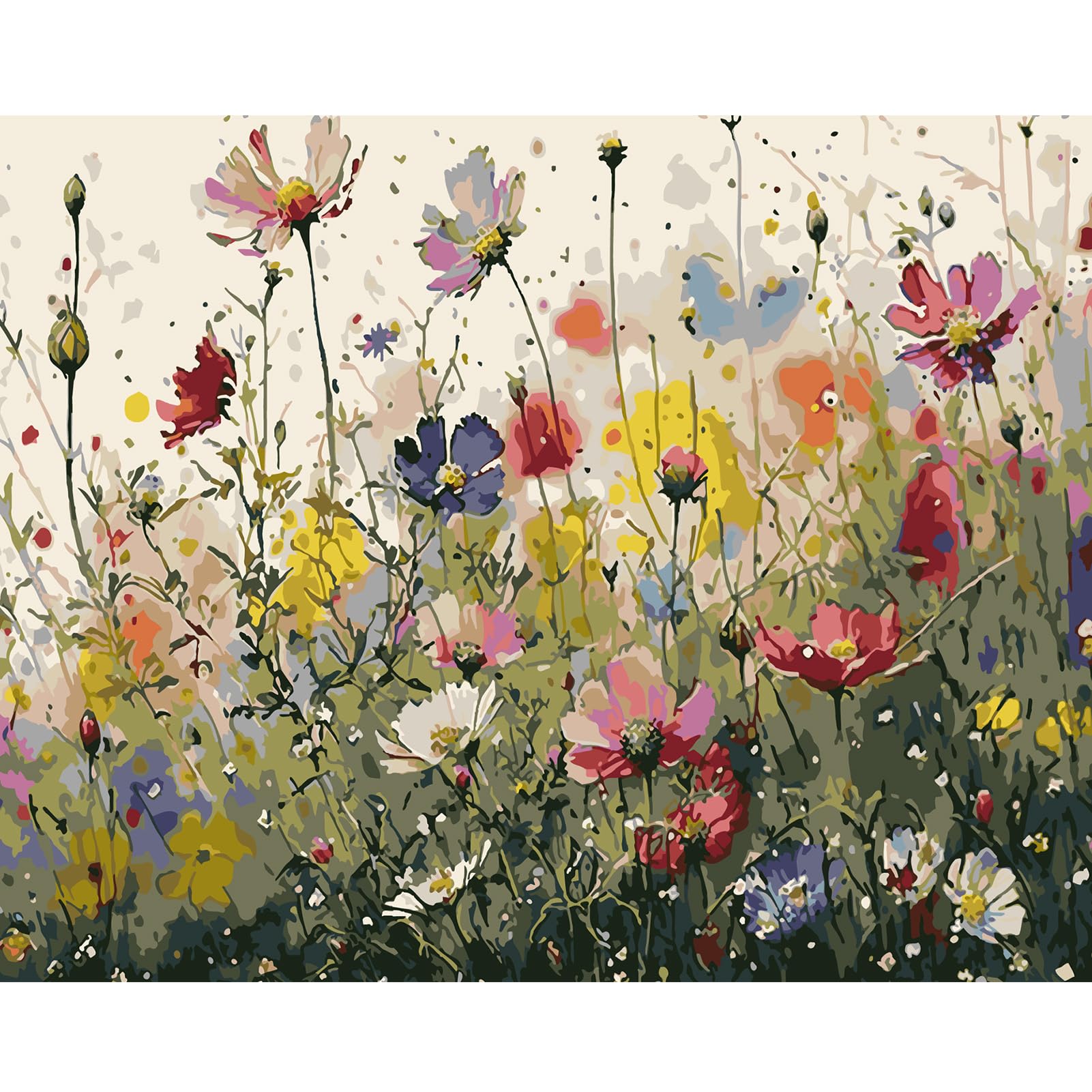 DAERLE Pintar por Numeros Flor de Fantasía, DIY cuadros para pintar por numeros Kit Acuarela Floral, Pintar por Numeros Adultos de Lienzo decoración para el hogar 50x40cm (Sin Marco)
