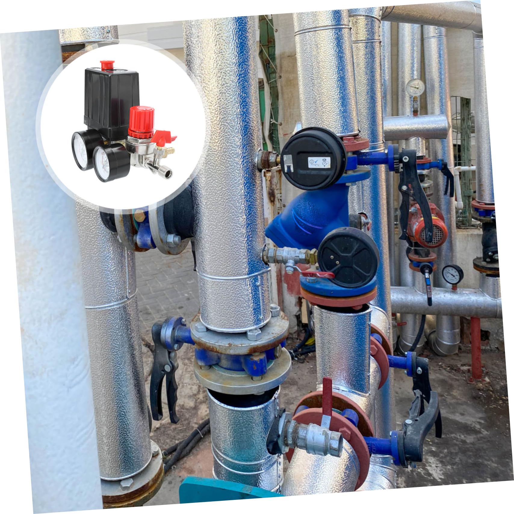 Regolatore Pressione Compressore Aria con Valvola Controllo e Manometro Facile Installazione Materiale Durevole ed Ecologico per Gestione Precisa Pressione