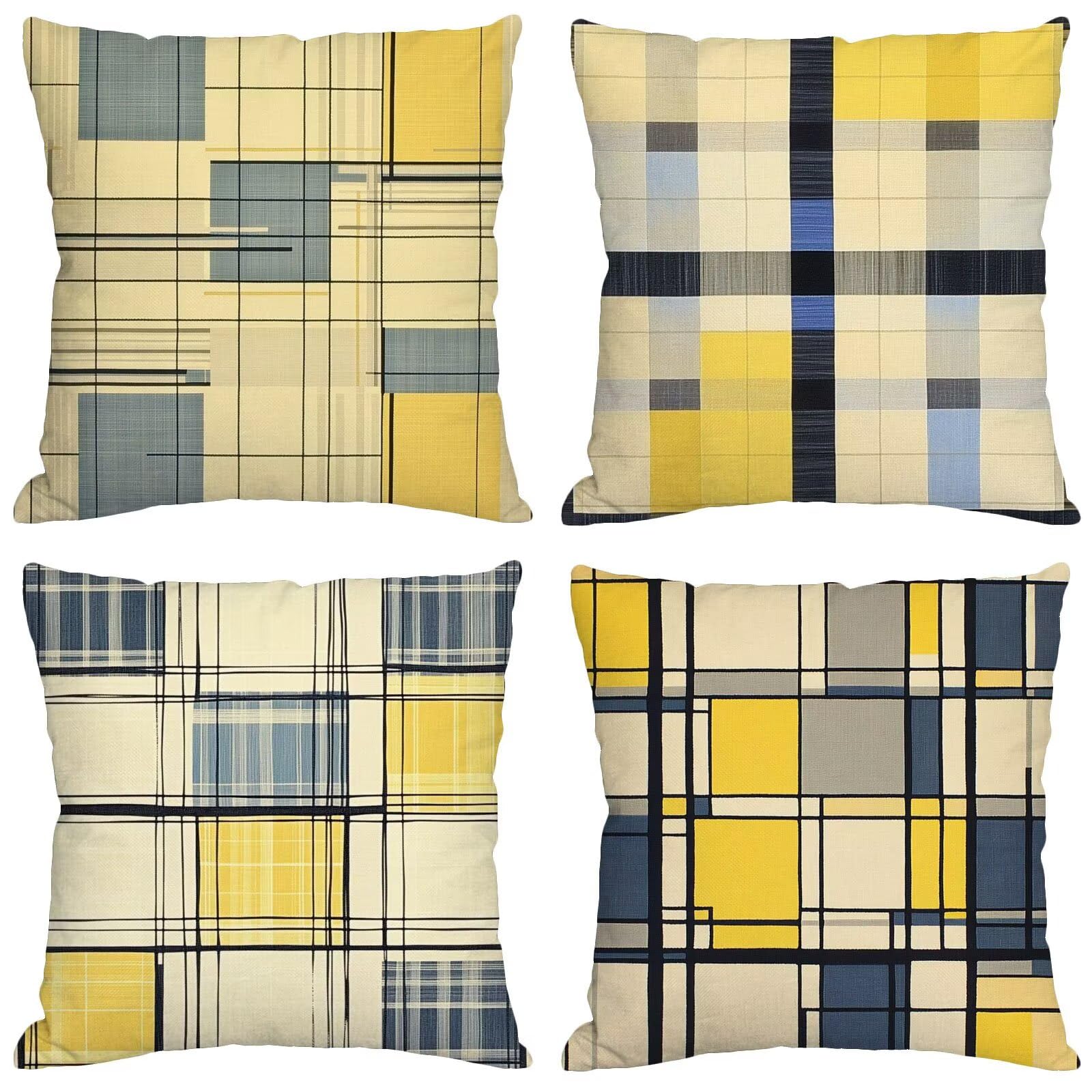 Lot de 4 housses de coussin jaune 40x40 pour salon chaleureux et balcon ensoleillé