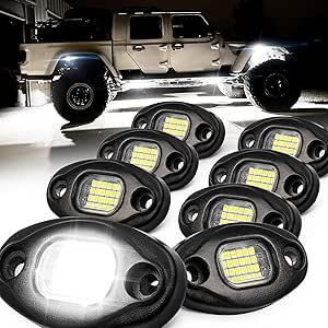 8 Pack LED White Rock Lights Dome Lights Off Road Under Wheel - Foto 13
