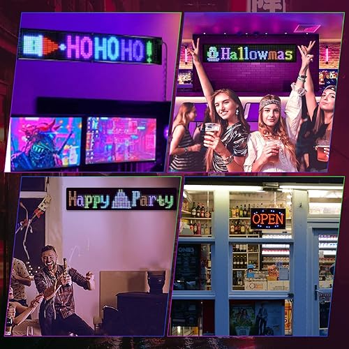 Miniatura 5 de Señales LED programables y brillantes  Pantalla de 19 x 5 pulgadas de desplazamiento USB 5V tienda de publicidad, control de aplicación Bluetooth,