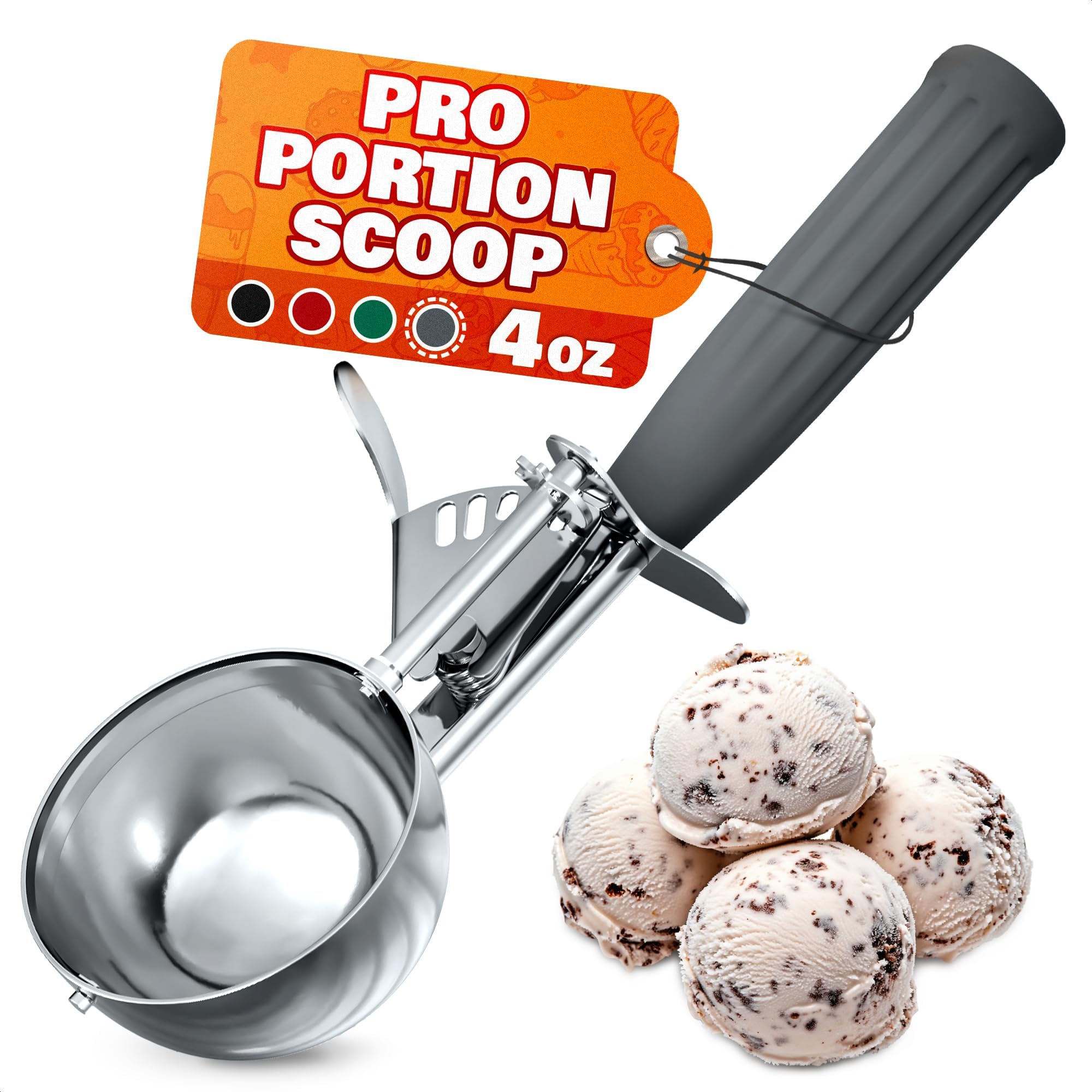 4 oz Ice Cream Scoop with Trigger Release #8 – Stainless Steel Versatile Tool for Baking, Cookies & Desserts Spoons, Dishwasher-Safe, Ergonomic Design, Great as Valentines Day Gifts for Dessert Lovers