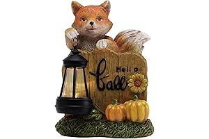 TERESA'S COLLECTIONS Fall Decorations for Home Porch, Fox Holding Lantern & Autumn...