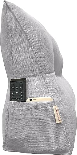 Miniatura 2 de Almohada triangular de lectura para reposo en cama, cojín grande para cabecero, respaldo, almohada de cuña con funda extraíble y dos bolsillos