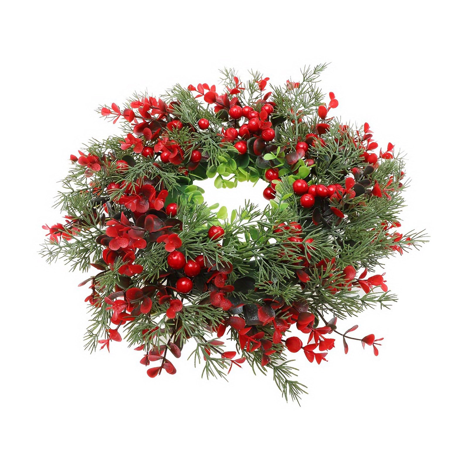 Portable Christmas Stylish Wreath Green Leaves with Berries Festival Ornament for Home Wedding Supplies Decoration Christmas Wreath
