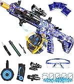 Electric Gel Ball Blaster, High Speed Automatic Splatter Ball Blaster with 60000+ and Goggles, Rechargeable Splatter Ball Toys for Outdoor Activities Game Party-BLueWhite