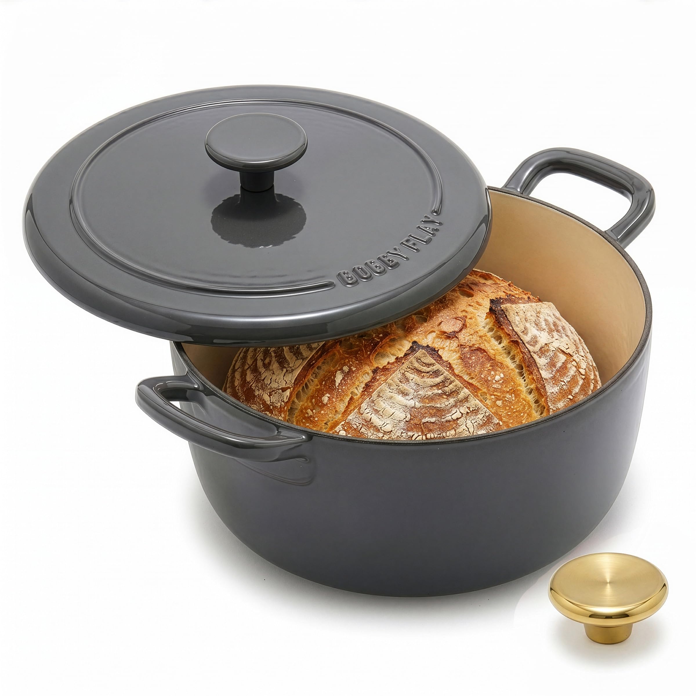GreenPan x Bobby Flay 5.5QT Enameled Cast Iron Dutch Oven With Lid, Slate