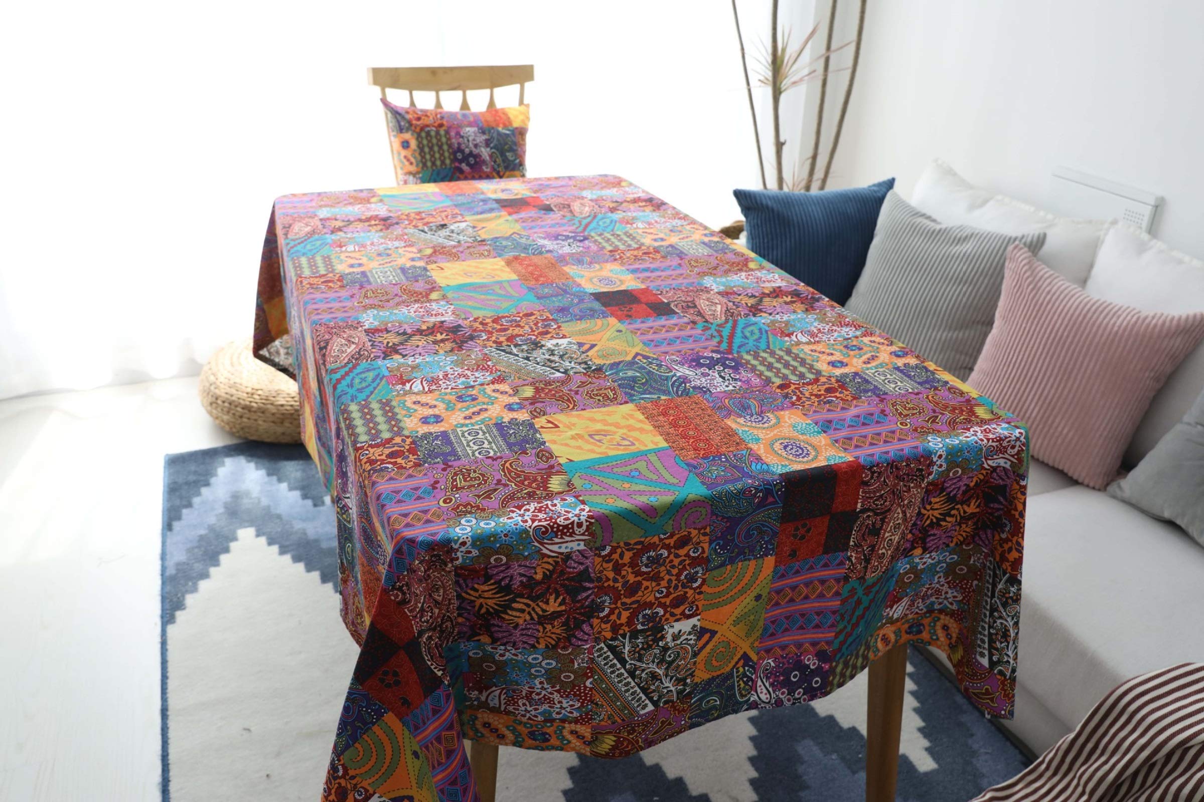 Nappe picnic et décoration rétro en lin coton multicolore pour vos sorties