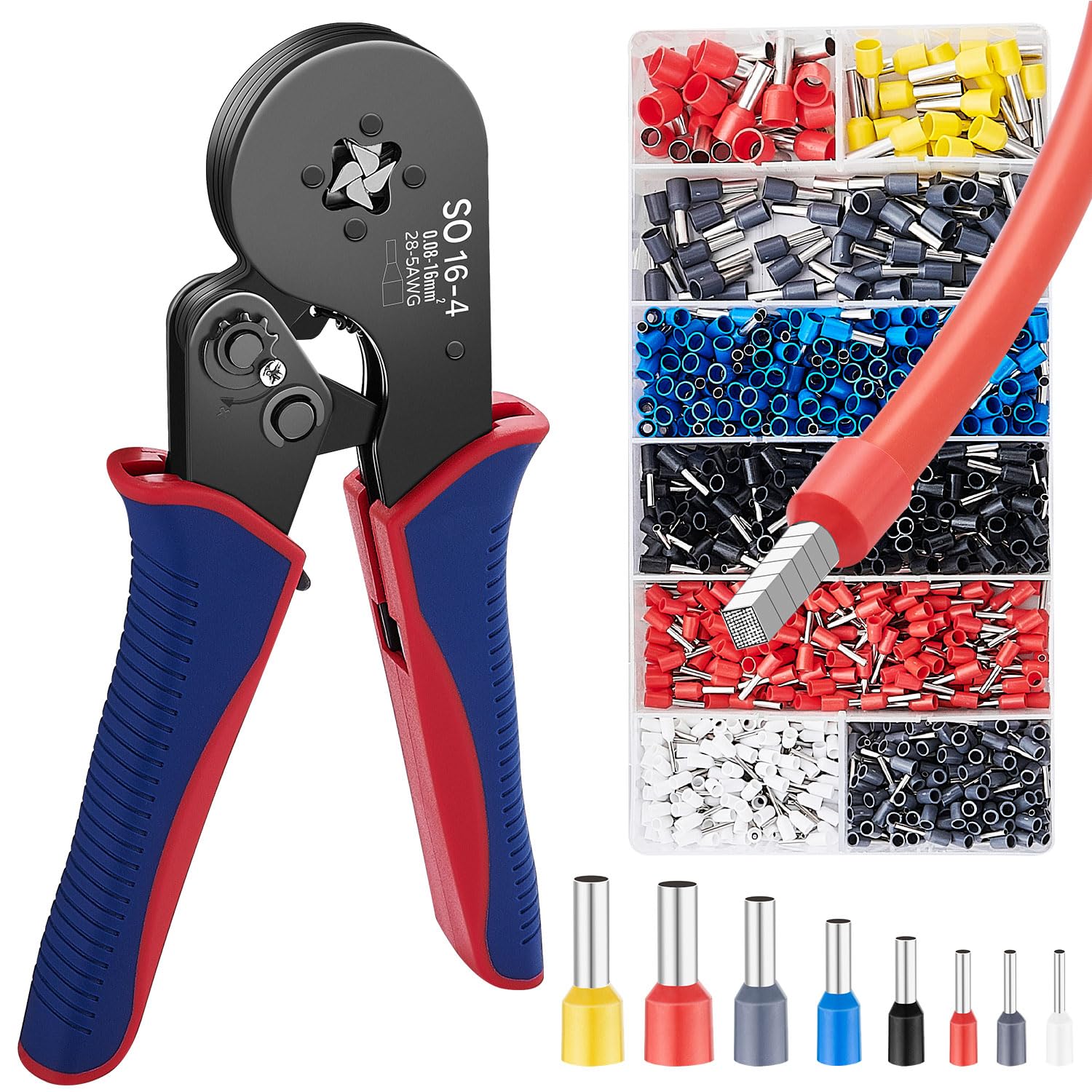 Kit Crimpatrice Manuale Con 1200 Connettori Terminali – Pinza Regolabile Per Cavi Elettrici