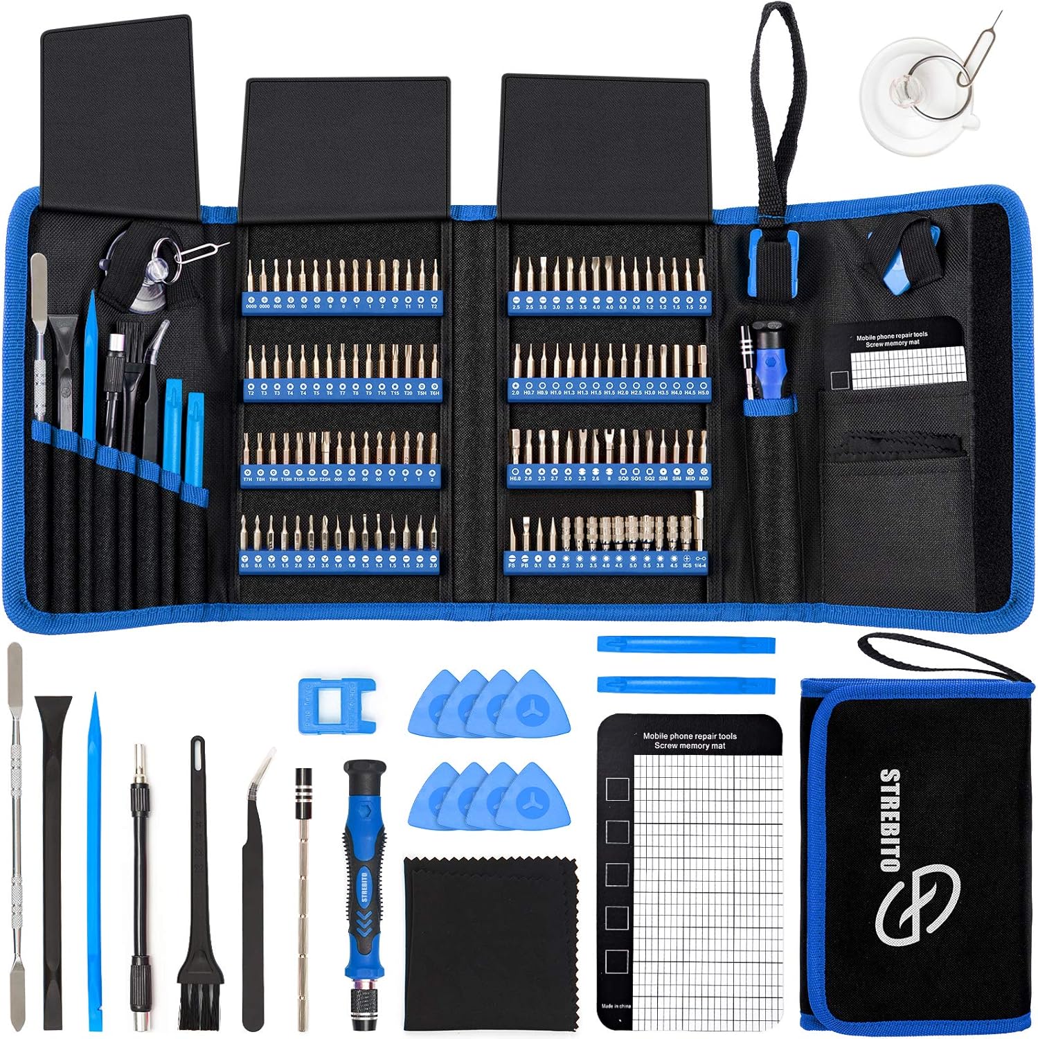 STREBITO Electronics Precision Screwdriver Sets 142-Piece with 120 Bits Magnetic Repair Tool Kit for iPhone