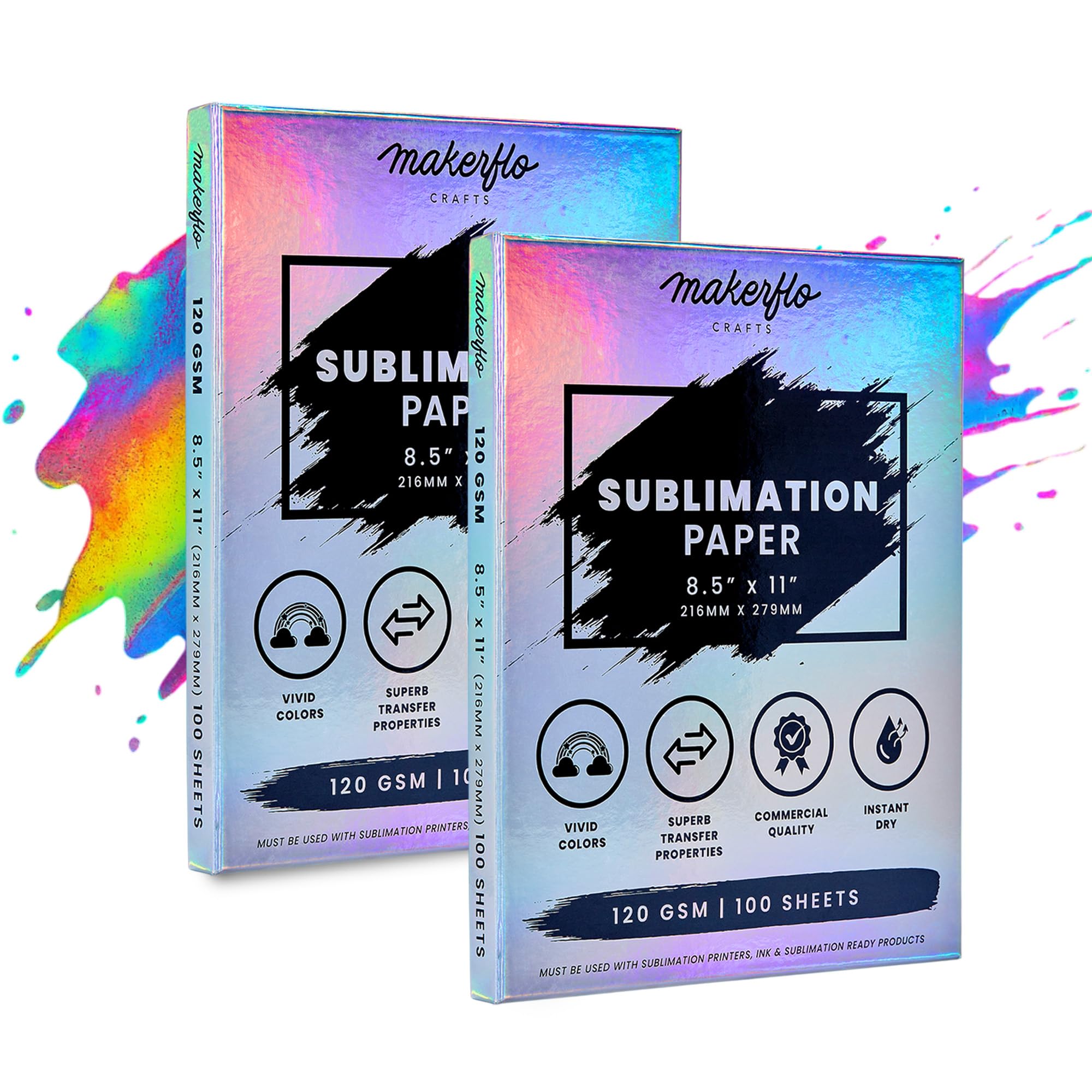 MakerFlo Sublimations-Transferpapier, 21,6 x 27,9 cm, 120 g/m², 2 Stück